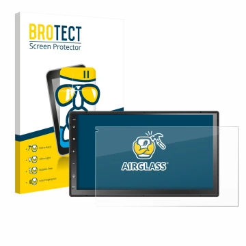 Front side of a product packaging with the brand logo BROTECT. Next to it is the device Atoto A5LG2B7T 7