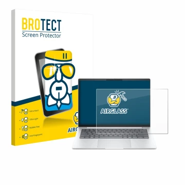 Front side of a product packaging with the brand logo BROTECT. Next to it is the device HP EliteBook 8 G1i 14