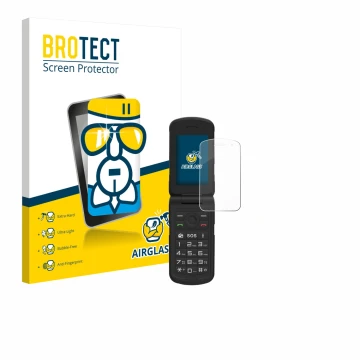 Front side of a product packaging with the brand logo BROTECT. Next to it is the device AGM M10 shown with the corresponding s
