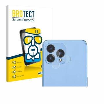 Front side of a product packaging with the brand logo BROTECT. Next to it is the device Cubot P80 (ONLY Camera) shown with the