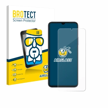 Front side of a product packaging with the brand logo BROTECT. Next to it is the device Huawei Nova Y61 shown with the corresp