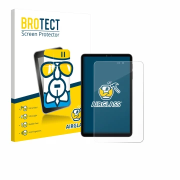 Front side of a product packaging with the brand logo BROTECT. Next to it is the device Alldocube iPlay 70 mini Pro shown with