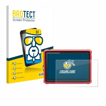 Front side of a product packaging with the brand logo BROTECT. Next to it is the device Launch X-431 Pro3 V+ Elite shown with 