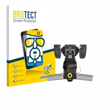 Front side of a product packaging with the brand logo BROTECT. Next to it is the device PowaKaddy CT6 2025 shown with the corr