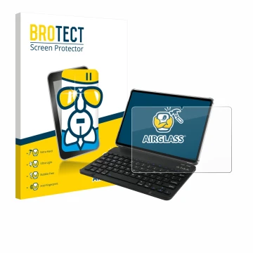 Front side of a product packaging with the brand logo BROTECT. Next to it is the device Tabwee T90 shown with the correspondin