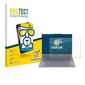 Front side of a product packaging with the brand logo BROTECT. Next to it is the device Lenovo ThinkBook 16p Gen 6 shown with 