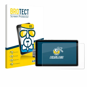 Front side of a product packaging with the brand logo BROTECT. Next to it is the device Viltrox DC-A1 2800 shown with the corr