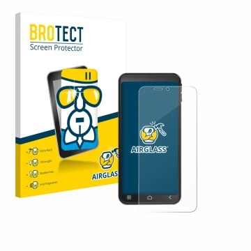 Front side of a product packaging with the brand logo BROTECT. Next to it is the device Emporia Smart 7 Lite shown with the co