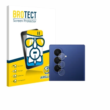 Front side of a product packaging with the brand logo BROTECT. Next to it is the device Samsung Galaxy Z Fold 7 (ONLY Camera L