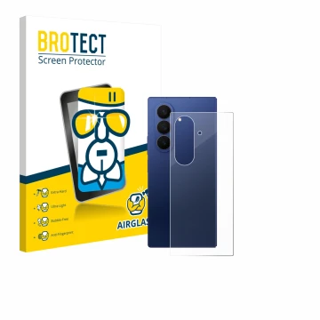 Front side of a product packaging with the brand logo BROTECT. Next to it is the device Samsung Galaxy Z Fold 7 (Back) shown w