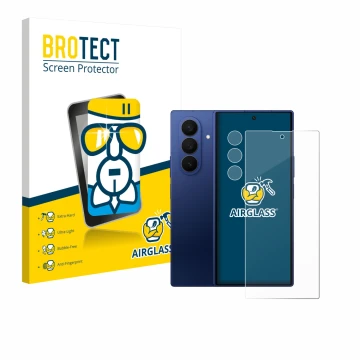 Front side of a product packaging with the brand logo BROTECT. Next to it is the device Samsung Galaxy Z Fold 7 (Front+Camera)