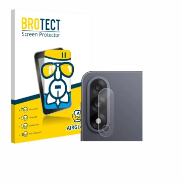 Front side of a product packaging with the brand logo BROTECT. Next to it is the device OnePlus Nord 5 (ONLY Camera Lens) show