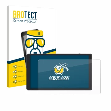 Front side of a product packaging with the brand logo BROTECT. Next to it is the device Feelworld CUT6 6