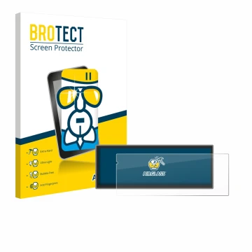 Front side of a product packaging with the brand logo BROTECT. Next to it is the device Carpuride Carplay W125A 11.26
