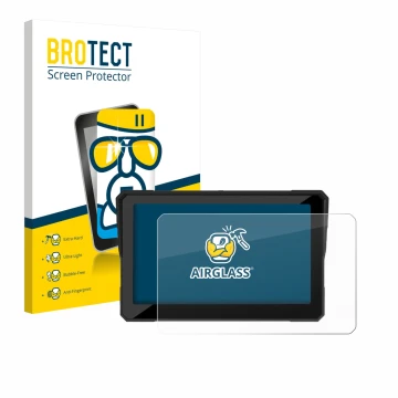 Front side of a product packaging with the brand logo BROTECT. Next to it is the device Carpuride W702S Pro 7
