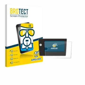 Front side of a product packaging with the brand logo BROTECT. Next to it is the device Volkswagen Polo Life 2024 shown with t