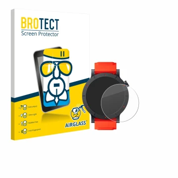 Front side of a product packaging with the brand logo BROTECT. Next to it is the device Nothing CMF Watch 3 Pro shown with the