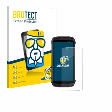 Front side of a product packaging with the brand logo BROTECT. Next to it is the device Ulefone Armor 15 shown with the corres