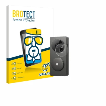 Front side of a product packaging with the brand logo BROTECT. Next to it is the device Aqara Hub G410 shown with the correspo