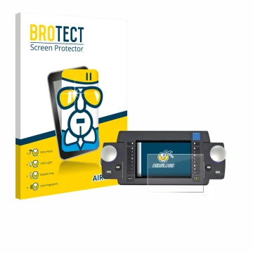 Front side of a product packaging with the brand logo BROTECT. Next to it is the device ESU Ecos 50220 shown with the correspo