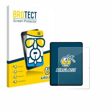 Front side of a product packaging with the brand logo BROTECT. Next to it is the device Teclast Artpad Pro shown with the corr