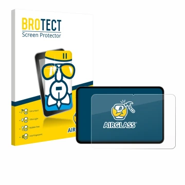 Front side of a product packaging with the brand logo BROTECT. Next to it is the device Teclast T65 shown with the correspondi