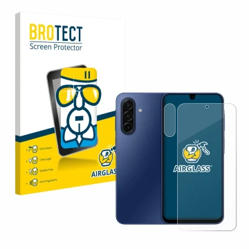 Front side of a product packaging with the brand logo BROTECT. Next to it is the device Samsung Galaxy A17 5G (Front+Camera) s