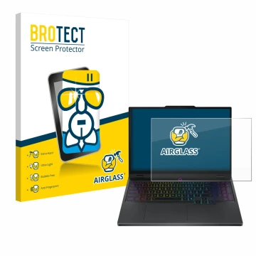 Front side of a product packaging with the brand logo BROTECT. Next to it is the device Lenovo Legion 5i Gen 10 15