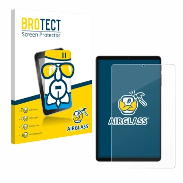 Front side of a product packaging with the brand logo BROTECT. Next to it is the device Alldocube iPlay 70 mini Ultra shown wi
