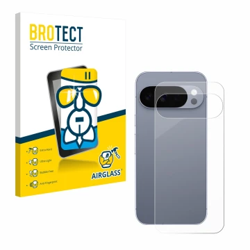 Front side of a product packaging with the brand logo BROTECT. Next to it is the device Google Pixel 10 Pro (Back) shown with 