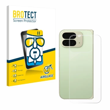 Front side of a product packaging with the brand logo BROTECT. Next to it is the device Google Pixel 10 Pro Fold (Back) shown 