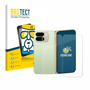 Front side of a product packaging with the brand logo BROTECT. Next to it is the device Google Pixel 10 Pro Fold (Front+Back) 