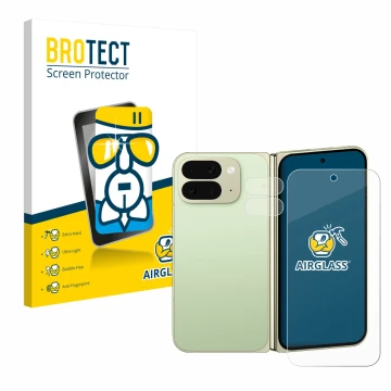Front side of a product packaging with the brand logo BROTECT. Next to it is the device Google Pixel 10 Pro Fold (Front+Camera
