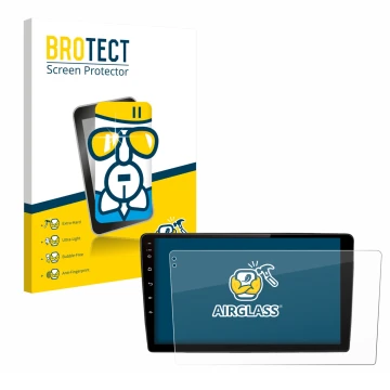 Front side of a product packaging with the brand logo BROTECT. Next to it is the device Junsun V2 Plus 9