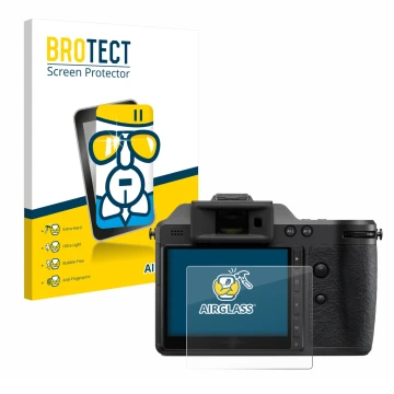 Front side of a product packaging with the brand logo BROTECT. Next to it is the device Hasselblad X2D II 100C shown with the 