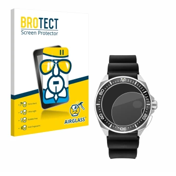 Front side of a product packaging with the brand logo BROTECT. Next to it is the device Seiko Prospex SRPE37 shown with the co