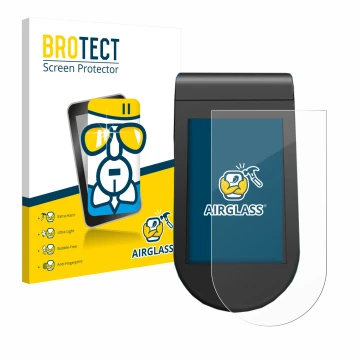 Front side of a product packaging with the brand logo BROTECT. Next to it is the device SoFlow SO4 Pro MAX shown with the corr