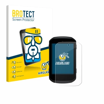 Front side of a product packaging with the brand logo BROTECT. Next to it is the device Garmin Edge 550 shown with the corresp