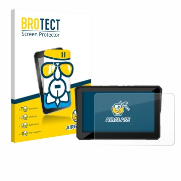 Front side of a product packaging with the brand logo BROTECT. Next to it is the device Carpuride W502 Pro 5