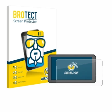 Front side of a product packaging with the brand logo BROTECT. Next to it is the device BOUWOIMA Motorrad Carplay 7