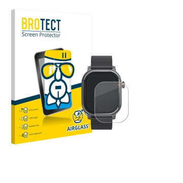 Front side of a product packaging with the brand logo BROTECT. Next to it is the device Kospet Pulse shown with the correspond