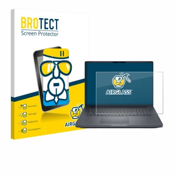 Front side of a product packaging with the brand logo BROTECT. Next to it is the device Dell Pro Max 18 shown with the corresp