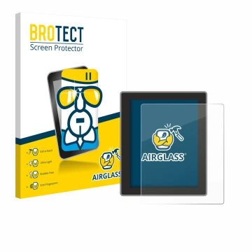 Front side of a product packaging with the brand logo BROTECT. Next to it is the device Peterson Strobostomp Mini shown with t
