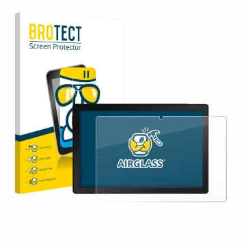 Front side of a product packaging with the brand logo BROTECT. Next to it is the device MUISOO A10 10.1