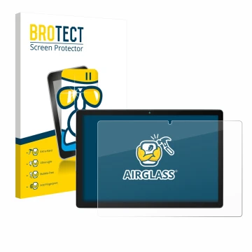 Front side of a product packaging with the brand logo BROTECT. Next to it is the device Yicty MB1001 10.1
