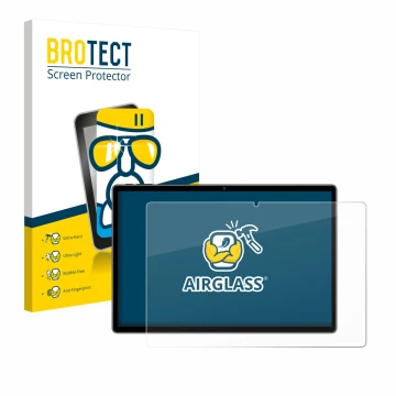 Front side of a product packaging with the brand logo BROTECT. Next to it is the device Pixpeak L211-EEA 14.1
