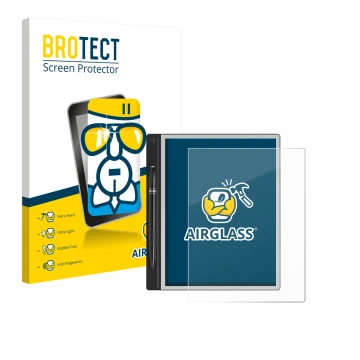 Front side of a product packaging with the brand logo BROTECT. Next to it is the device Montblanc Digital Paper shown with the