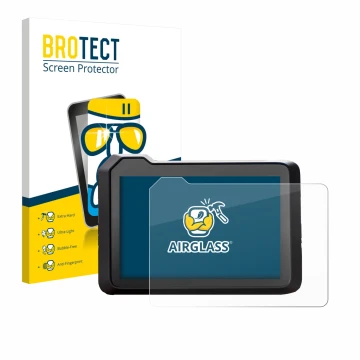 Front side of a product packaging with the brand logo BROTECT. Next to it is the device KTM 990 Duke 2024 shown with the corre