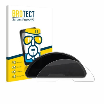 Front side of a product packaging with the brand logo BROTECT. Next to it is the device motogadget motoscope pro shown with th
