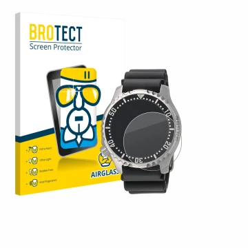 Front side of a product packaging with the brand logo BROTECT. Next to it is the device Citizen NY0040 shown with the correspo